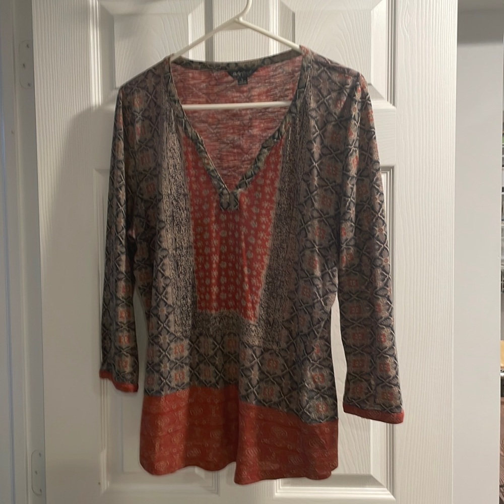 Lucky Brand 3/4 length red and blue shirt